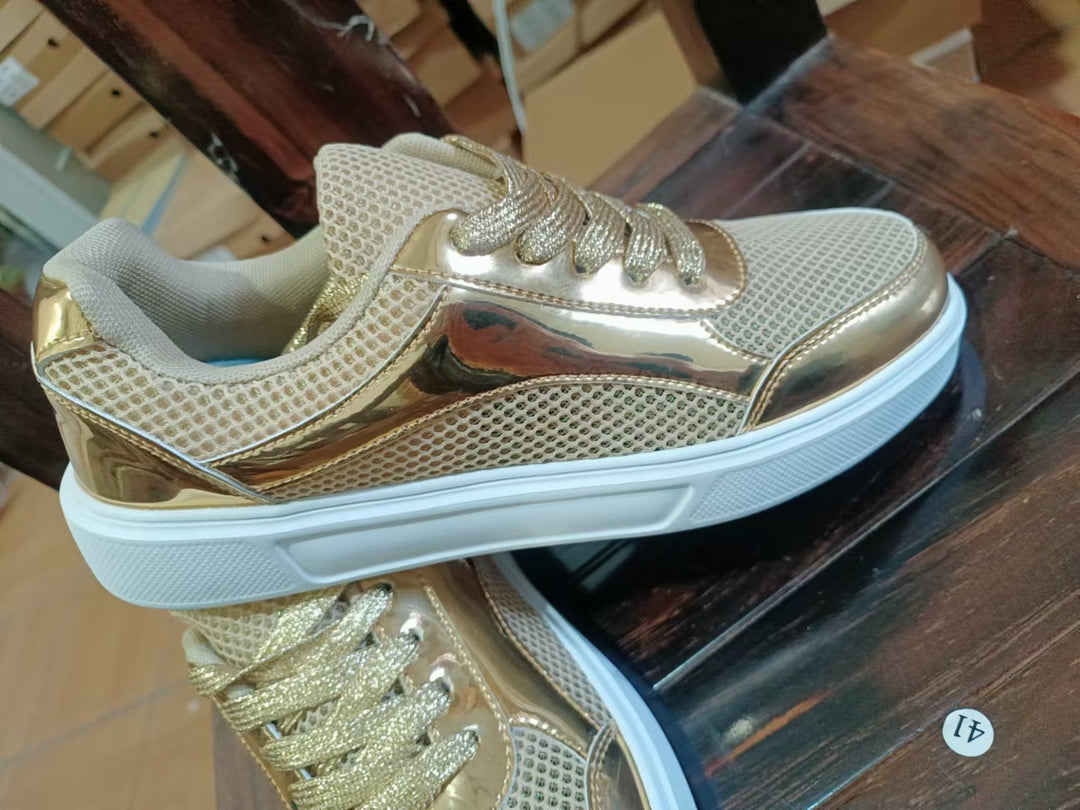 Damen Sportliche Sneakers mit modernem Glitzer-Design und atmungsaktiver Mesh-Oberfläche R&B