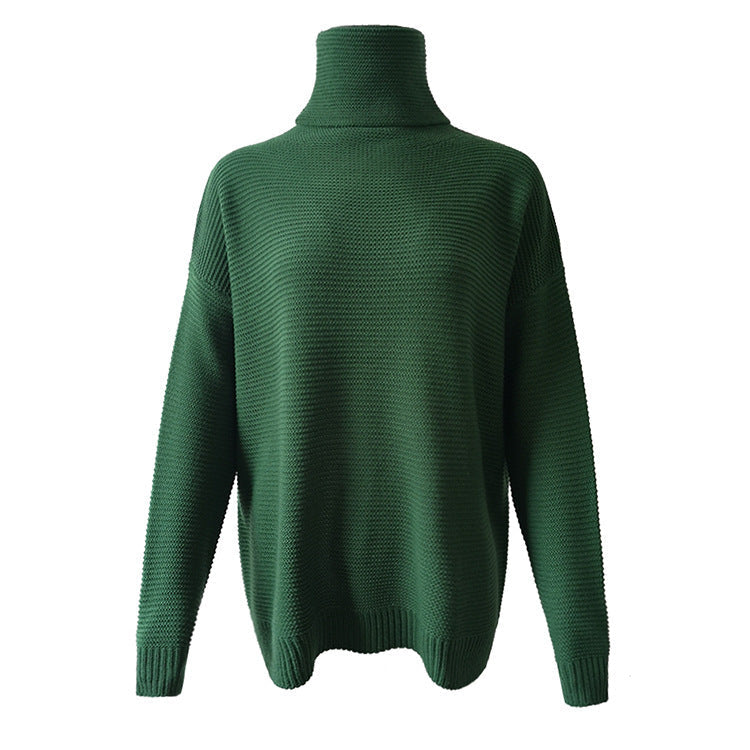 Damen Grobstrickpullover mit hohem Kragen und lässiger Passform R&B