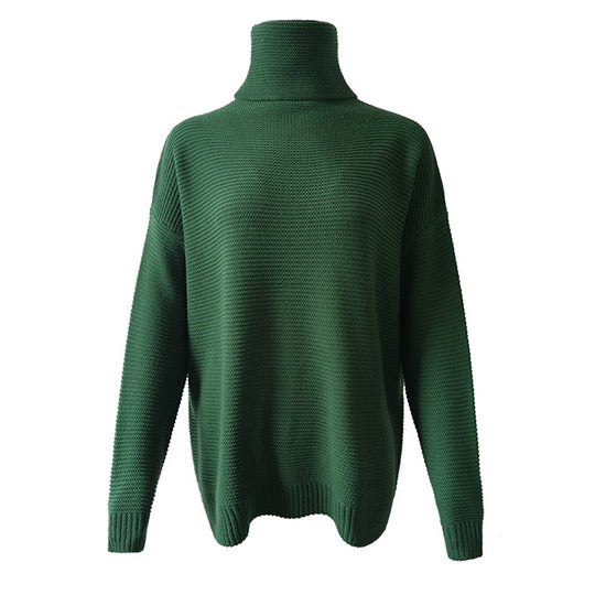 Damen Grobstrickpullover mit hohem Kragen und lässiger Passform R&B