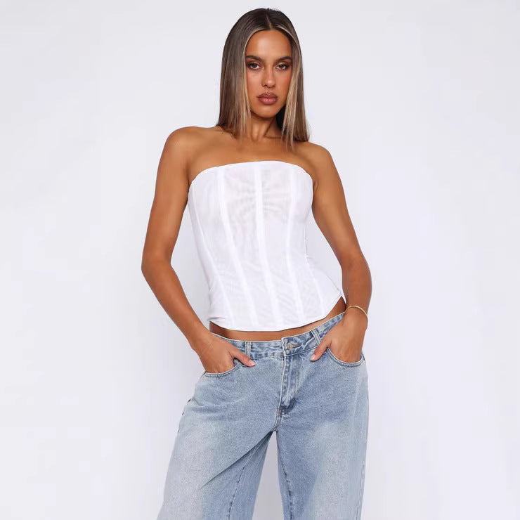Damen Dessous-Kleid mit eleganten Fransen und transparentem Oberteil R&B