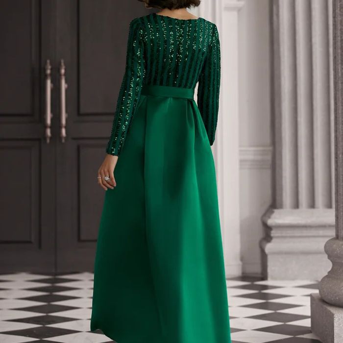 Damen Glamouröses Maxikleid mit Paillettenakzenten und schimmerndem Rock R&B
