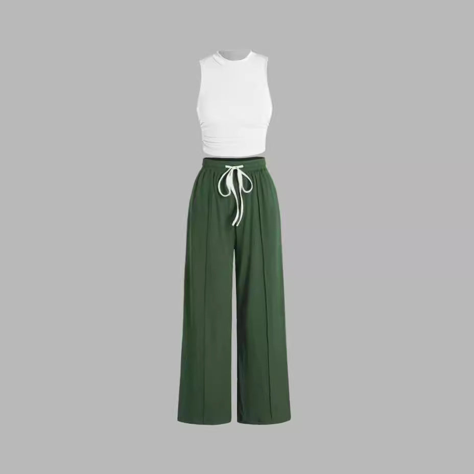 Damen lässiges Oberteil und weit geschnittene Hose Set R&B
