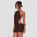 Damen elegantes Minikleid mit schickem Ringverschluss R&B