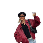 Damen Kunstlederjacke mit elastischen Bündchen und hochschließendem Kragen R&B