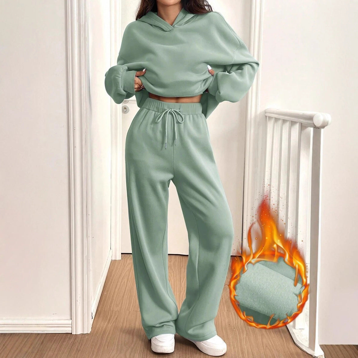 Damen Sweat-Set mit lässigem Schnitt und hohem Kragen R&B