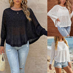 Damen luftiger Strandpullover mit funkelndem Glitzer R&B