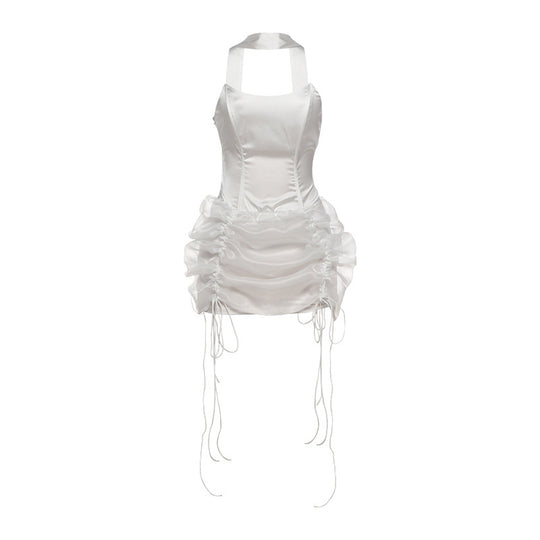 Damen Minikleid mit raffiniertem Drapierungsdesign und verstellbaren Trägern R&B