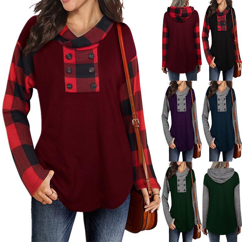 Damen Casual Pullover mit asymmetrischem Kragen und gestreiften Ärmeln R&B