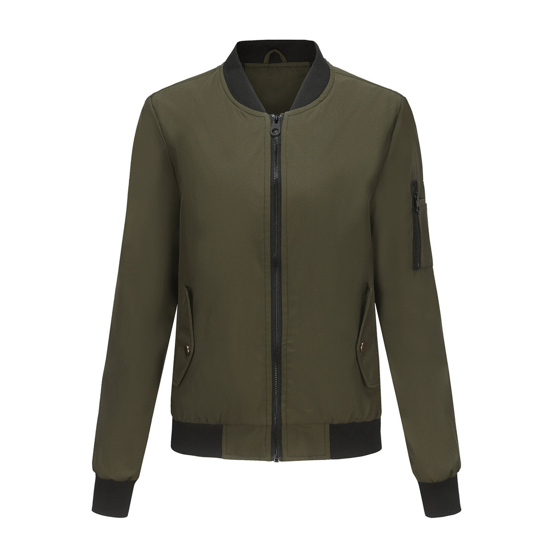 Damen modische Bomberjacke mit praktischen Reißverschlusstaschen und sportlichem Kragen R&B