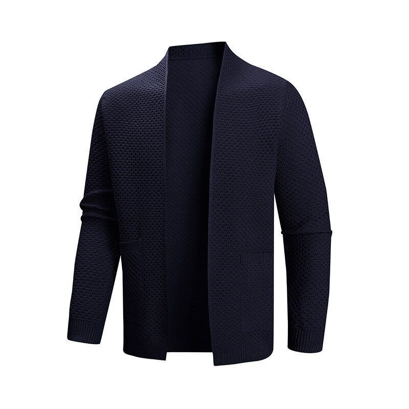 Herren Strickjacke mit offenem Kragen R&B