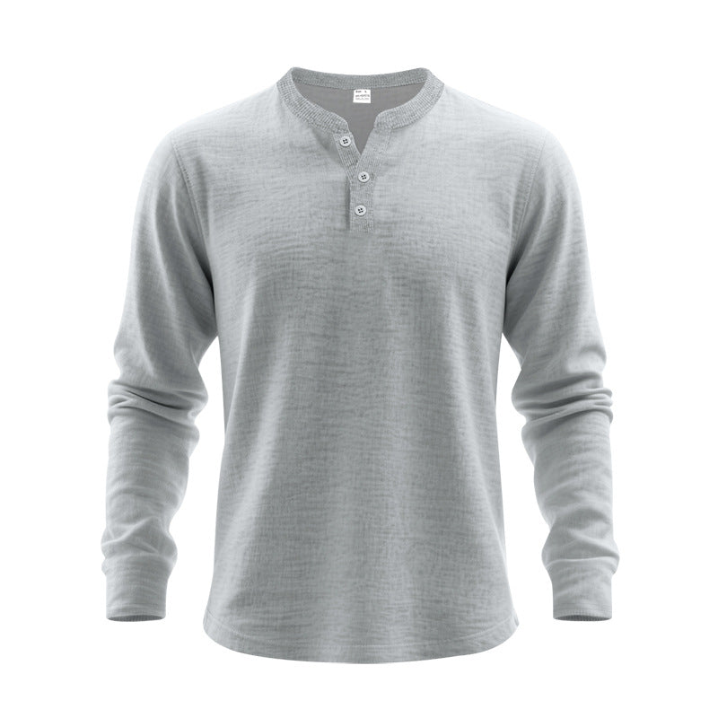 Herren Langarm-Henley-Shirt aus weichem Baumwollmix R&B