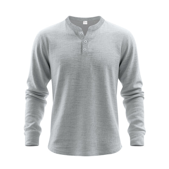 Herren Langarm-Henley-Shirt aus weichem Baumwollmix R&B