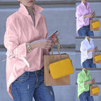 Damen lässige Overshirt-Bluse mit hohen Kragen und modernen Bindegürteln R&B
