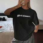 Damen Oversized T-Shirt mit kreativem Schriftzug R&B