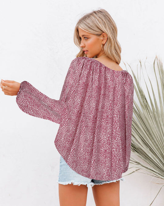 Damen Luftiges Oberteil mit voluminösen Ärmeln und modernem Punktdesign R&B