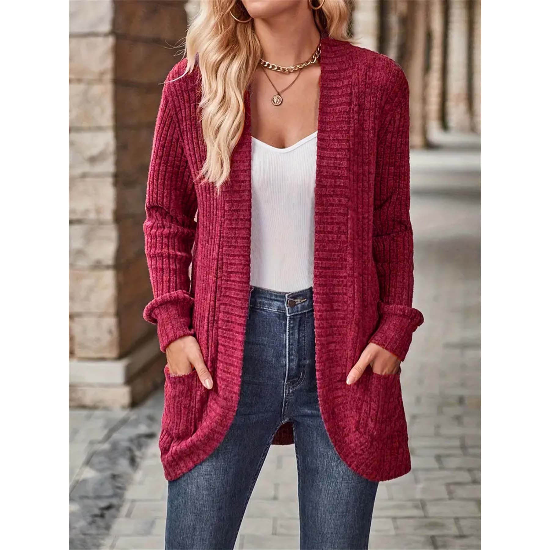 Damen Strickjacke mit lässigem Schnitt und praktischen Taschen R&B