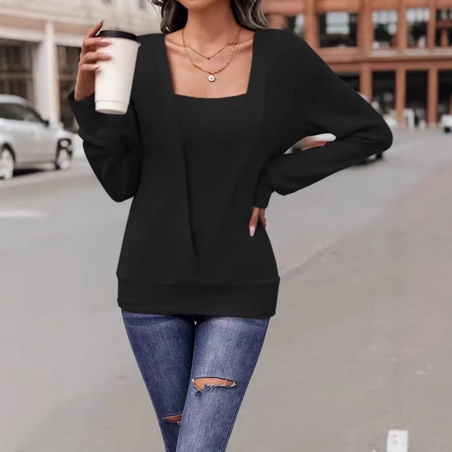 Damen Lässiger V-Ausschnitt Pullover mit asymmetrischem Design R&B