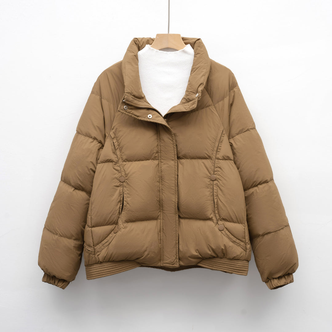 Damen Voluminöse Steppjacke mit modernem Kragen und praktischen Taschen R&B