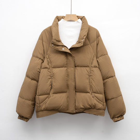 Damen Voluminöse Steppjacke mit modernem Kragen und praktischen Taschen R&B