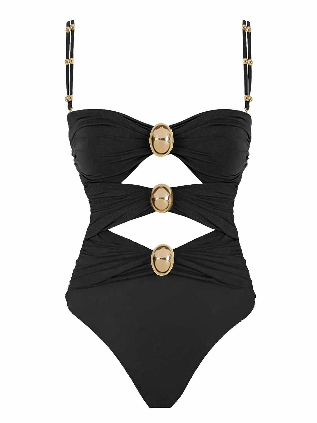 Damen Einteiler-Badeanzug mit raffinierten Cut-Outs und dekorativen Metallakzenten R&B