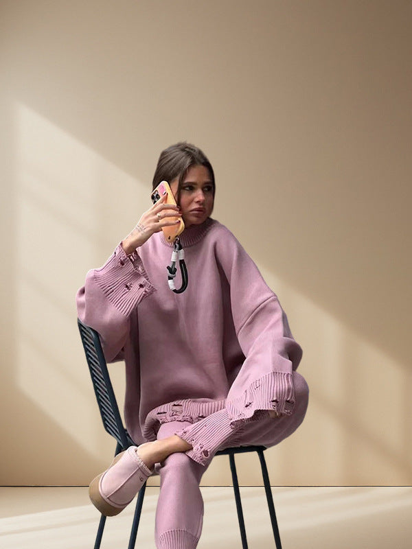 Damen Strickanzug mit oversized Schnitt und modischen Details R&B