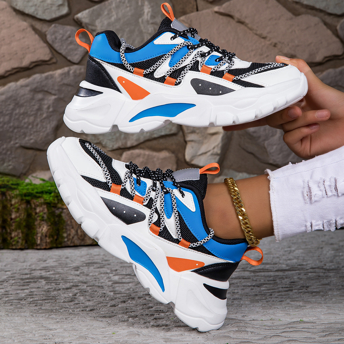 Damen Sportliche Chunky Sneaker mit atmungsaktivem Netzobermaterial