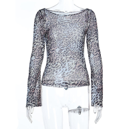 Damen Langarmshirt mit transparenten Tiermuster R&B