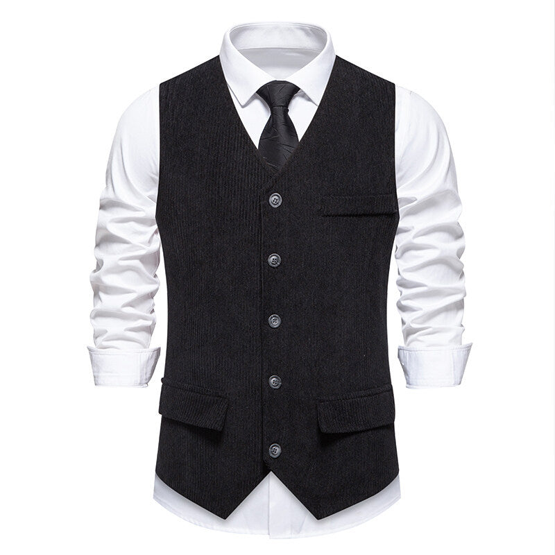 Herren eleganter Anzugweste mit strukturiertem Design und praktischen Taschen
