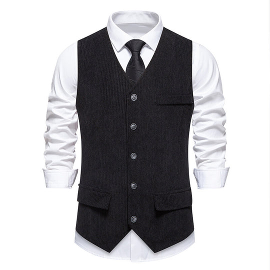 Herren eleganter Anzugweste mit strukturiertem Design und praktischen Taschen R&B