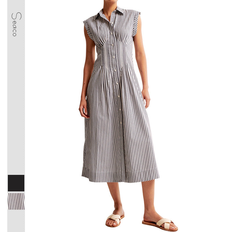 Damen Maxikleid mit Schulterklappen und klassischem Knopfverschluss
