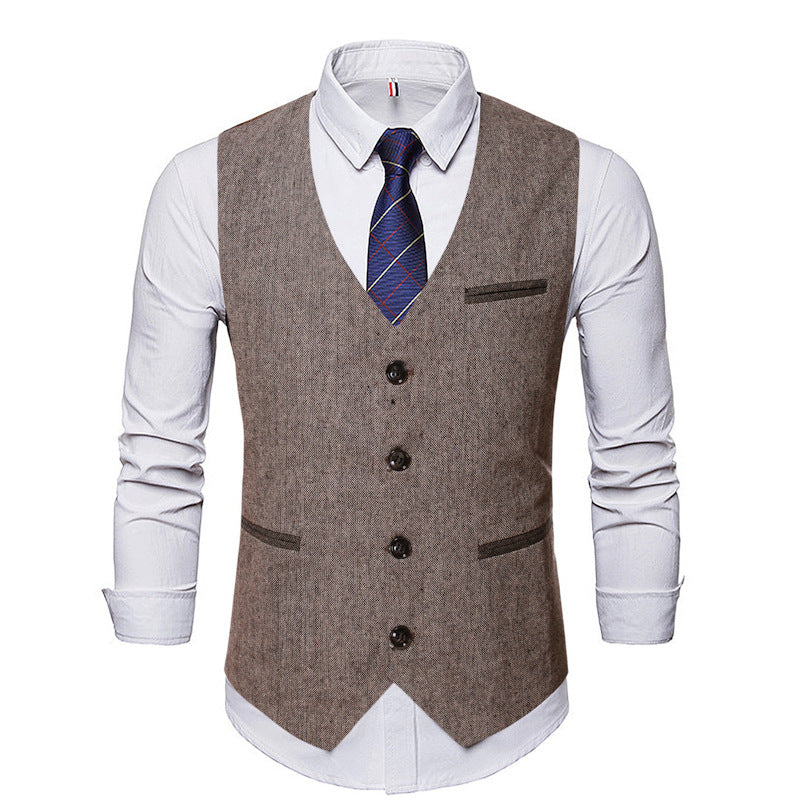 Herren elegante Anzugweste mit Kontrastdetails R&B