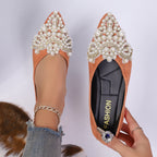 Damen elegante Ballerinas mit kunstvoller Perlenapplikation R&B