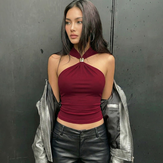 Damen Elegantes Crop-Top mit innovativem Halterdesign R&B