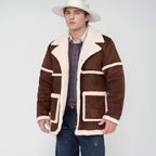 Herren Lammfelljacke mit breitem Revers