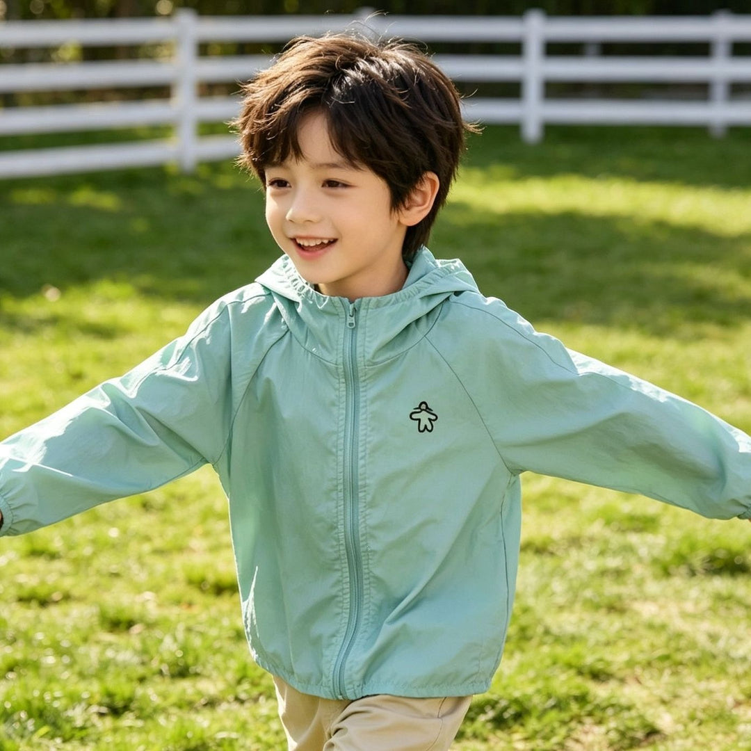 Unisex nan leichte Kapuzen-Jacke für Kleinkinder mit elastischen Bündchen und Frontreißverschluss R&B