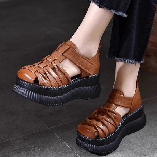 Damen Plateau-Sandalen mit modischem Riemchen-Design und rutschfester Sohle R&B