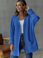 Damen Großer Strickcardigan mit definiertem Rippendesign und praktischen Taschen R&B
