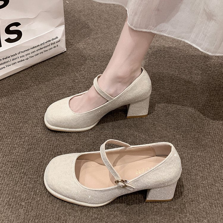 Damen elegante Mary Jane Pumps mit hochwertigem Stoff und komfortablem Blockabsatz R&B