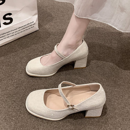 Damen elegante Mary Jane Pumps mit hochwertigem Stoff und komfortablem Blockabsatz R&B