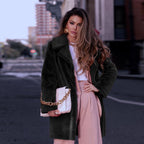 Damen Eleganter Kunstpelzmantel mit breitem Revers und weitem Schnitt R&B