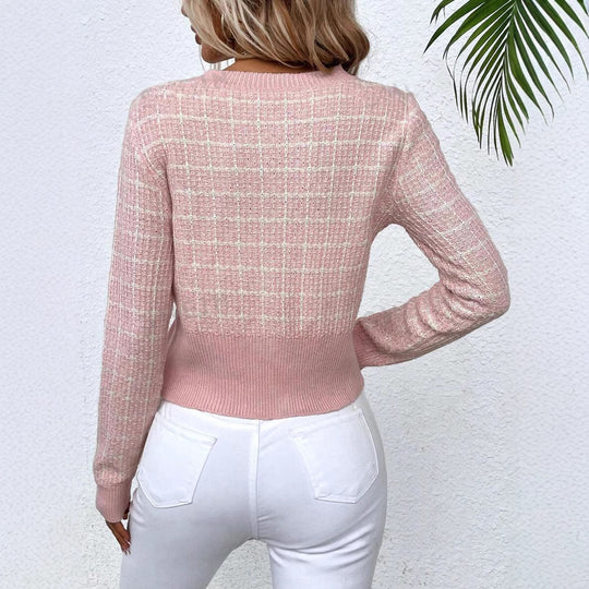 Damen eleganter Cardigan mit strukturiertem Gewebe und dekorativen Knöpfen R&B
