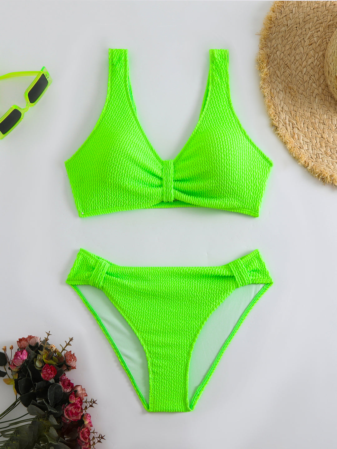 Damen Strukturierter Bikini mit modischer Knotendetail R&B