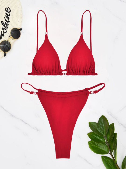 Damen Triangel-Bikini-Set mit verstellbaren Trägern und figurformender Passform R&B
