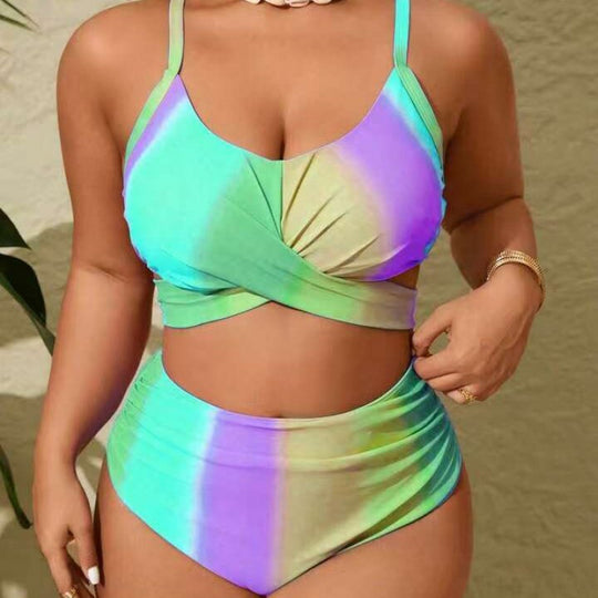 Damen Bikini-Set mit modischer Wickeloptik und hohem Bund R&B