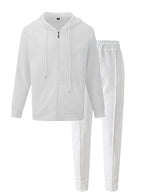 Herren nan Waffelstruktur-Jogginganzug mit Kapuzen-Zipjacke und konisch geschnittener Jogginghose R&B