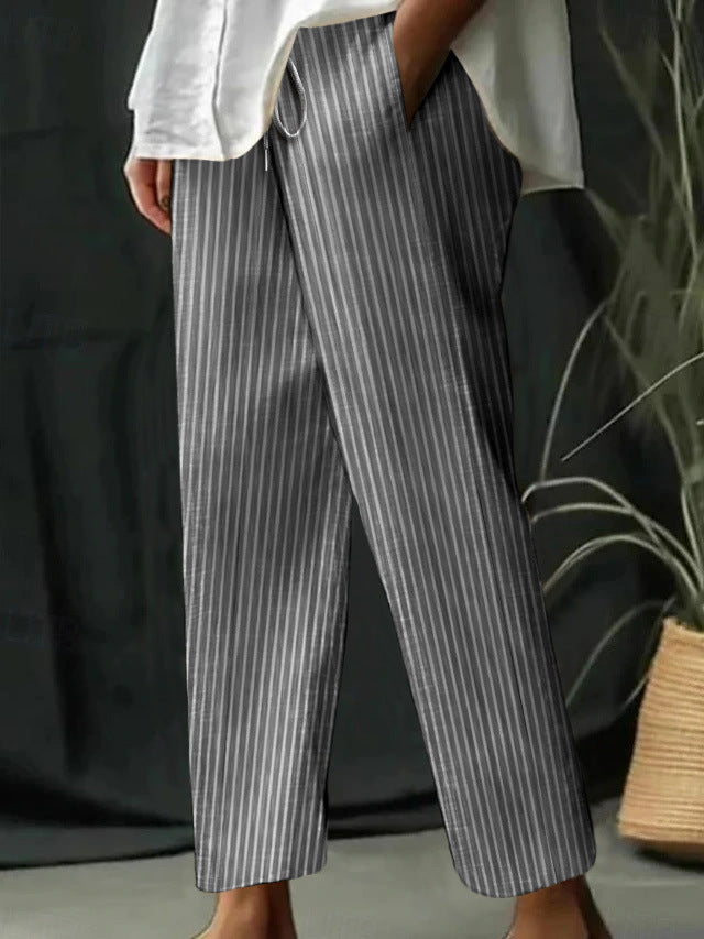 Damen Freizeithose mit gestreiftem Design und komfortablem Bund R&B