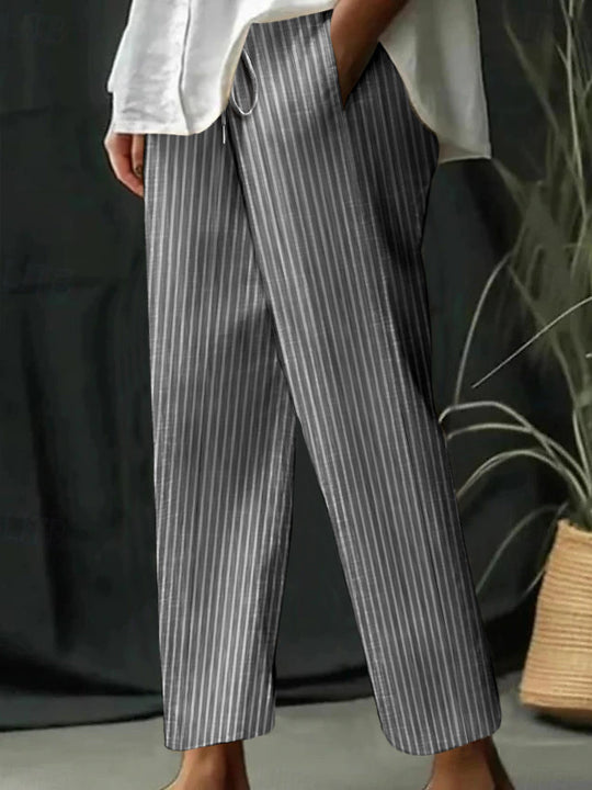 Damen Freizeithose mit gestreiftem Design und komfortablem Bund R&B
