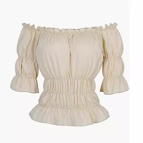 Damen Bluse mit schulterfreiem Design und Rüschendetails R&B