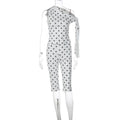 Damen Polka-Dot-Einteiler mit asymmetrischem Schnitt R&B