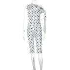 Damen Polka-Dot-Einteiler mit asymmetrischem Schnitt R&B
